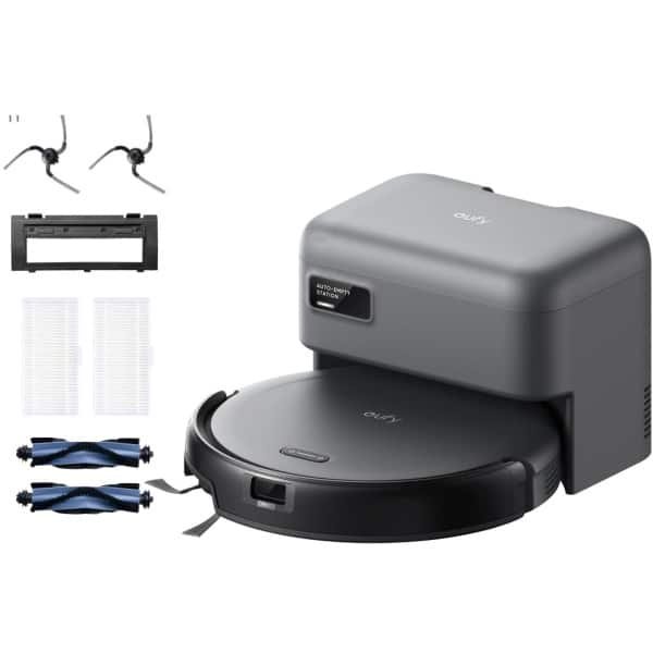 eufy Auto-Empty C10 - Robotstofzuiger met Vervangingssets - Slanke behuizing van 7,2 cm - Tapijtreiniger - Edge expansion borstel - Automatisch legen - Point laser en multi-infrarood navigatie