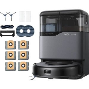 eufy Clean Omni C20 Robotstofzuiger met reinigingsstation en Vervangingssets - Robot Vacuum - 7.000 Pa Zuigkracht, Ronddraaiende Dweilpads, Met Objectdetectie, 8,5 cm Ultraplat Design, Zwart