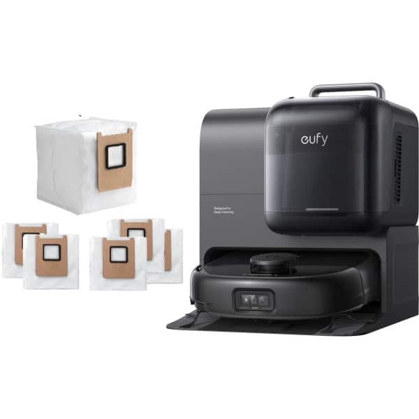 eufy Robotstofzuiger Omni E28 met 6 stofzakken, draagbare dieptereiniger, HydroJet systeem, 20.000 Pa zuigkracht, DuoSpiral ontklittende borstels, CornerRover arm, alles-in-één station
