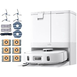 eufy X10 Pro Omni - Complete Robotstofzuiger wit - Met dweil en Vervangingssets - Robot Vacuum 8000 Pa zuigkracht - Tapijt detectie - AI-obstakel vermijding- Wast en droogt de dweil- Automatisch legen en vullen