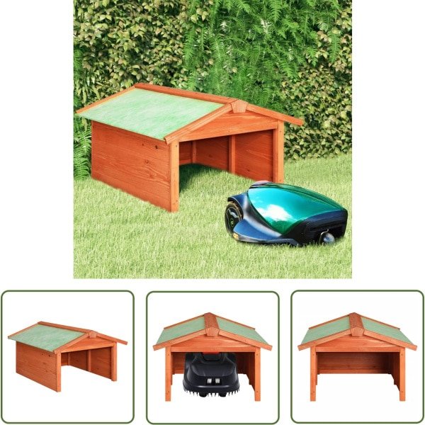 vidaXL Hout Garage - Robotgrasmaaier Overkapping - Overkapping voor robotgrasmaaier 72x87x50 cm massief vurenhout - Robot Maaier Bescherming - Buitendecoratie - Tuinaccessoire