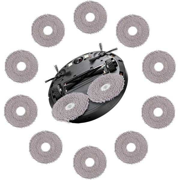 10pcs Vervangende Doeken voor X10/X20/X30/X40/X50 Robotstofzuigers - Microfiber Mop Accessoires - Vervangende Schoonmaakdoeken voor Robot Vloer Schrobber - Wasbaar en Herbruikbaar (Grijs)