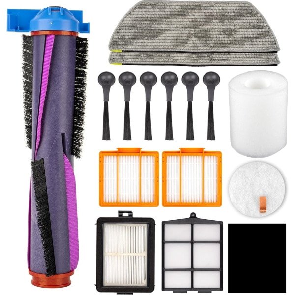 (15 Stuks) AV2800ZEEUWH Vervangende Onderdelen Gescht voor Shark AV2800ZEEUWH, RV2800YEEU, RV2800ZEEU, AV2800ZE, RV2820YE, RV2820ZE, AV2820S Robotstofzuiger, Rolborstel, Filter, Zijborstel, Dweilpad