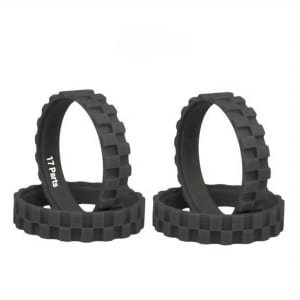 17 Parts - 4 Stuks Wielbanden Geschikt voor iRobot Roomba - Compatibel met Series 500, 600, 700, 800, 900, e5, i7, j7 & j9 - Antislip Rubberen Banden - Stille & Eenvoudige Montage - Vervangende Accessoires voor Robotstofzuiger