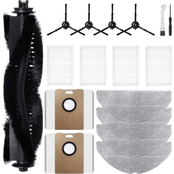 17-delige Accessoireset voor Robotstofzuiger: Hoofdborstel, HEPA Filters, Dweilen en Zijborstels