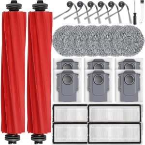 26 stuks accessoires geschikt voor Roborock QV 35A/QV 35S robotstofzuiger, 2 hoofdborstels, 6 stofzakken, 6 dweilpads, 4 HEPA-filters, 6 zijborstels, 1 reinigingsborstel, 1 schroevendraaier