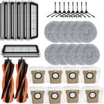 34 stuks - vervangende onderdelen - geschikt voor JONR P20 PRO/T5 Pro robotstofzuiger - 2 hoofdborstel - 6 HEPA-filter - 10 dweil - 8 stofzak - 8 Zijborstel