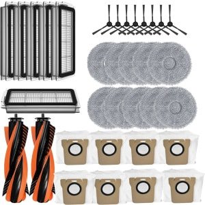 34 stuks - vervangende onderdelen - geschikt voor JONR P20 PRO/T5 Pro robotstofzuiger - 2 hoofdborstel - 6 HEPA-filter - 10 dweil - 8 stofzak - 8 Zijborstel