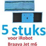 5 x Wasbare dweildoeken voor dweilrobot - maat: 28 cm x 10.4 cm - accessoires compatibel met Braava Jet M6 - iRobot - vervanging van hoge kwaliteit - microvezel - dweilpads - dweilrobot - Passen niet op de elektrische dweilen.