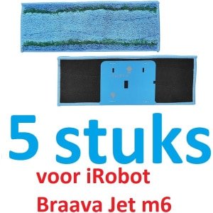 5 x Wasbare dweildoeken voor dweilrobot - maat: 28 cm x 10.4 cm - accessoires compatibel met Braava Jet M6 - iRobot - vervanging van hoge kwaliteit - microvezel - dweilpads - dweilrobot - Passen niet op de elektrische dweilen.
