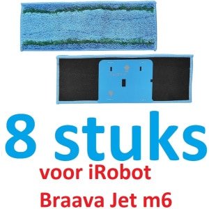 8 x Wasbare dweildoeken voor dweilrobot - maat: 28 cm x 10.4 cm - accessoires compatibel met Braava Jet M6 - iRobot - vervanging van hoge kwaliteit - microvezel - dweilpads - dweilrobot - Passen niet op de elektrische dweilen.