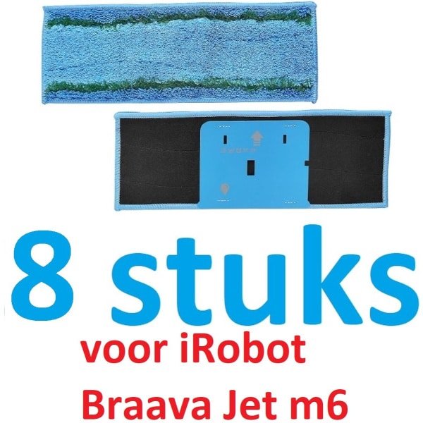 8 x Wasbare dweildoeken voor dweilrobot - maat: 28 cm x 10.4 cm - accessoires compatibel met Braava Jet M6 - iRobot - vervanging van hoge kwaliteit - microvezel - dweilpads - dweilrobot - Passen niet op de elektrische dweilen.