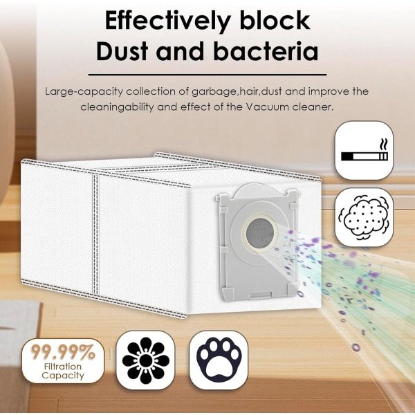 Allecta - Robotstofzuiger stofzakken - Set van 9 - Geschikt voor Ecovacs Deebot X8 Pro Omni - Filterlaag met actieve koolstof