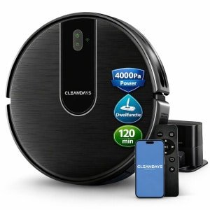 CleanDays D3-300MAX Robotstofzuiger incl. extra accessoires | 4000Pa | Voor harde vloeren | 120 min | Laadstation