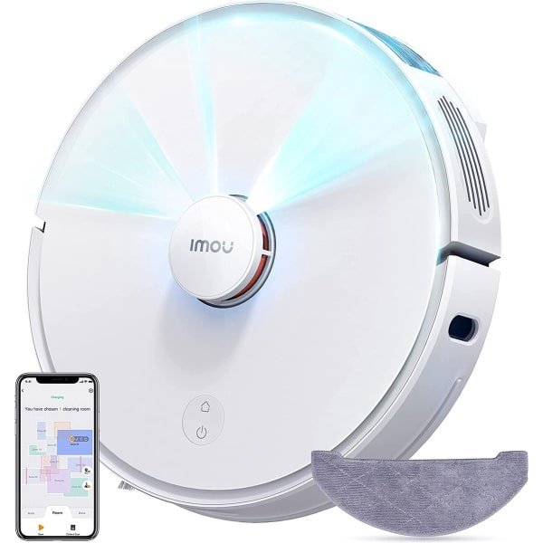 Imou RV1C - Robotstofzuiger met dweilfunctie - Razendsnelle inkaartbrenging door LIDAR sensor - Automatische lediging - Auto boost-functie tapijt - 2700 Pa zuigkracht - 110 minuten aaneengesloten reinigen
