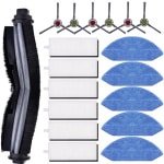 KARZO - 18-pack accessoires set voor Ecovacs Deebot OZMO U2 DGN22 U2 Pro robotstofzuiger, 1 hoofdborstel, 6 zijborstels, 6 HEPA-filters, 5 dweildoeken