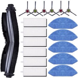 KARZO - 18-pack accessoires set voor Ecovacs Deebot OZMO U2 DGN22 U2 Pro robotstofzuiger, 1 hoofdborstel, 6 zijborstels, 6 HEPA-filters, 5 dweildoeken