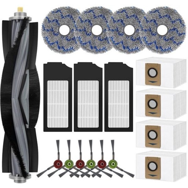 KARZO - Vervangaccessoires set voor Ecovacs Deebot X1 Turbo/Omni Robotstofzuiger Onderdelen 1 Hoofdborstel 6 Zijborstels 3 Hepa-filters 4 Mopdoeken 4 Stofzakken