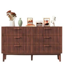 Ladekast met 6 Laden - Woonkamerkast Walnoot - Hoge Poten - Geschikt voor Robotstofzuiger - Kantel beveiliging - soft-close - Walnoot kleur