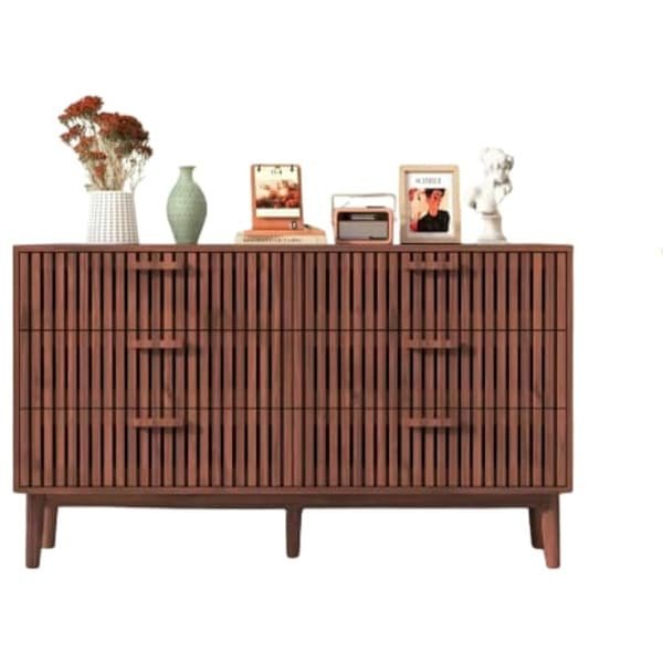 Ladekast met 6 Laden - Woonkamerkast Walnoot - Hoge Poten - Geschikt voor Robotstofzuiger - Kantel beveiliging - soft-close - Walnoot kleur