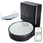 MEDION Robotstofzuiger met zuigstation en veegfunctie X50 SW (lasernavigatie, krachtige 8000Pa zuigkracht, Alexa 2in1 robotstofzuiger, nauwkeurig in kaart brengen, Go & No Go gebieden, meerdere vloere