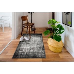 Moderne Gestreepte Laagpolig Vloerkleed Onderhoudsvriendelijk Geschikt voor Robotstofzuiger en Vloerverwarming 67x140 cm Grijs