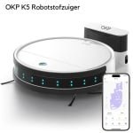 OKP K5 Robotstofzuiger - WiFi/App-bediening, Programmeerbaar, Efficiënt Filtersysteem, Automatisch Opladen, Ideaal voor Harde Vloeren & Huisdieren
