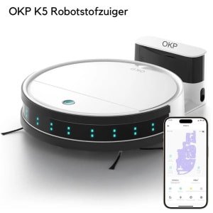 OKP K5 Robotstofzuiger - WiFi/App-bediening, Programmeerbaar, Efficiënt Filtersysteem, Automatisch Opladen, Ideaal voor Harde Vloeren & Huisdieren