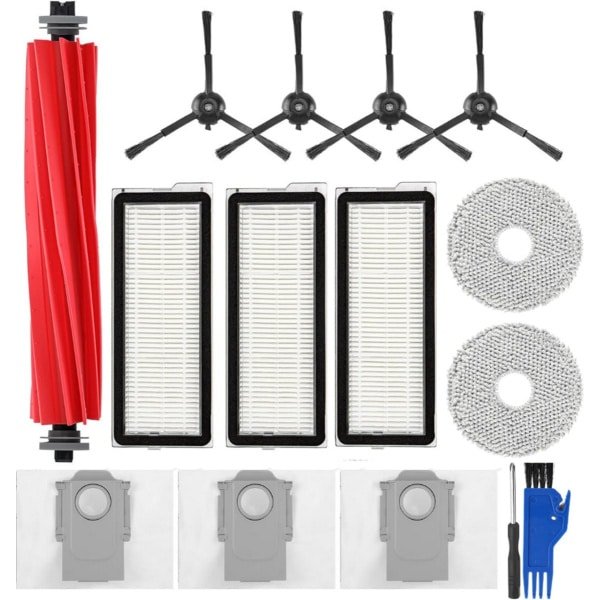 PolkaHome® Accessoires Vervangende geschikt voor Roborock Q Revo S, Qrevo Pro, Qrevo Plus Robotstofzuiger. 1 Hoofdborstel, 4 Zzijborstels, 3 HEPA-Filters, 2 Reinigingsdoeken, 3 Stofzakken.