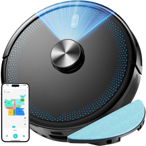 Quvo® Robotstofzuiger met app - Robotstofzuiger - Robotstofzuiger huisdieren - Zwart - 33cm x 33cm x 10cm