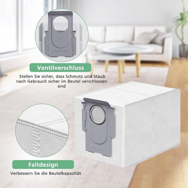 Stofzakken - compatibel met Robotstofzuigers - Premium Filterzak - 3,3 L Reservezakken - Geschikt voor Roborock Q Revo/QRevo Curv/Curv S5V/Curv S5X/QV 35A/QV 35S/Q Revo Pro/S8 MaxV Ultra - 10 stuks.