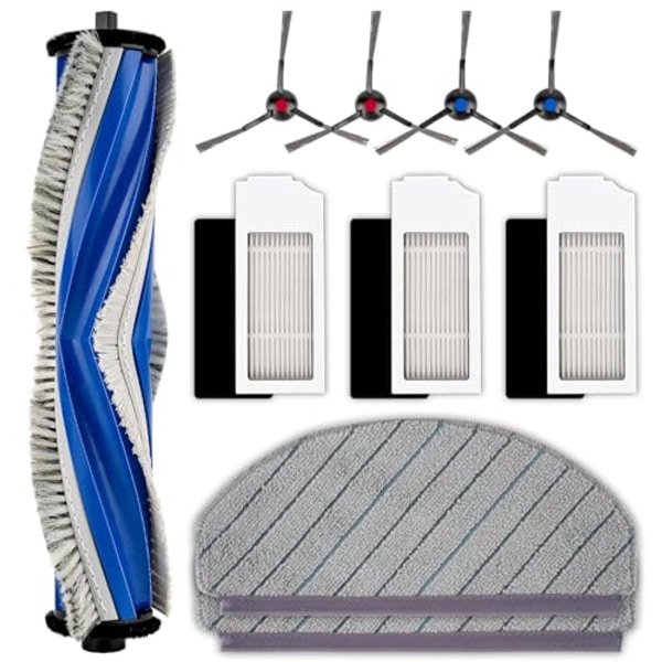 Vervangende onderdelen voor robotstofzuiger - 10-delige accessoireset met rolborstel, zijborstels, HEPA-filters en dweilpads
