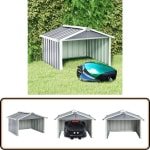 vidaXL Overkapping Robotmaaier Staal Grijs Robotmaaier Overkapping - Robotmaaier Shelter - Robotgrasmaaier Carport - Tuingereedschap Opslag - Tuinaccessoires