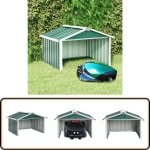 vidaXL Overkapping Robotmaaier Staal Groen 92x97x63cm Robotmaaier Overkapping - Robotmaaier Schuur - Tuinhuisje - Tuinbescherming - Robotgrasmaaier Cover