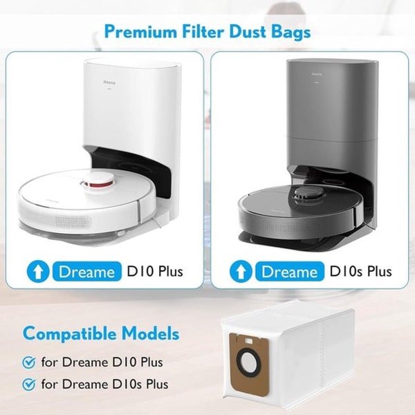 10 stuks stofzuigerzakken compatibel met Dreame D10s Plus/Dreame D10 Plus basisstation - robotstofzuiger