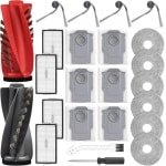 24 Stuks Robotstofzuiger Accessoires met Hoofdborstels, Stofzakken, Dweilpads en HEPA-filters