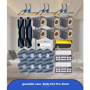 29-Pack Vervangende Accessoires voor Eufy X10 Pro Omni Robotstofzuiger,2 Hoofdborstel,6 Zijborstels,4 Hepa-filters,6 Stofzakken,8 Dweilpads etc.