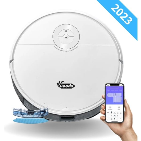 4 in 1 Robotstofzuiger Met Dweilfunctie - Met Laadstation - Valdetectie - Koppeling met App - Ultra Stil - HEPA Filter - Wit