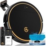 AG Robotstofzuiger met Dweilfunctie - 120minuten - Met Oplaadstation - Robotstofzuigers - Gold Ring - Huisdieren - met Dweil - Luxe 2-in-1 Robotstofzuiger - Dweilrobot - Automatisch opladen - met App of afstandsbediening - 2500Mah - Black Gold Editie