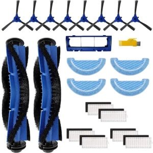 Accessoireset voor Cecotec Conga 1090 Connected 1090 Connected Force 1090 reserveonderdelen voor robotstofzuigers, 21 verpakkingen, hoofdborstel en zijfilter