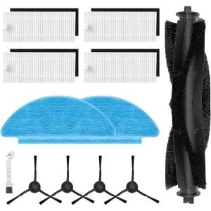 Accessoireset voor robotstofzuiger: rolborstel, filters, dweilpads, zijborstels, schone borstel - compatibel met diverse modellen.