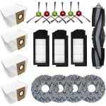 Allecto Plus - Accessoires Set voor Robotstofzuiger met 1 Hoofdborstel, 6 Zijborstels, 3 Hepa Filters, 4 Mopdoeken en 4 Stofzakken - Geschikt voor Ecovacs Deebot X1 Turbo/Omni