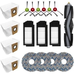 Allecto Plus - Accessoires Set voor Robotstofzuiger met 1 Hoofdborstel, 6 Zijborstels, 3 Hepa Filters, 4 Mopdoeken en 4 Stofzakken - Geschikt voor Ecovacs Deebot X1 Turbo/Omni