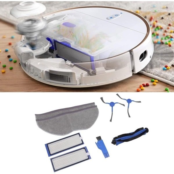 Allecto- Robotstofzuiger - Huishouden - Wifi - Zwart - Stofzuigerzakken - Intelligente navigatie - Geschikt voor Houten Vloeren en Tapijt- Zwart Model Vervangende Onderdelen voor Filterborstel, Veegdoek, Siliconen ABS Hoofdborstel Zijborstel