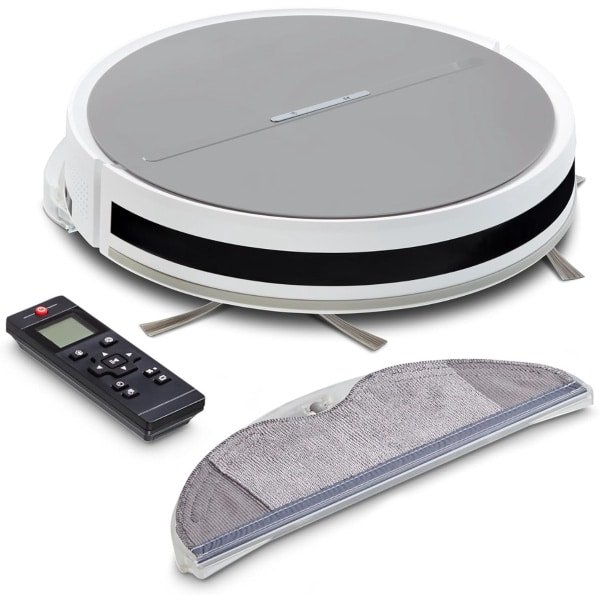 Aura® Robotstofzuiger met laadstation - Robotstofzuiger - Robotstofzuiger huisdieren - Wit - 30cm x 30cm x 7cm