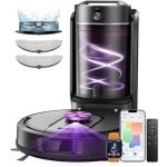 Aura® Robotstofzuiger met laadstation - Robotstofzuiger - Robotstofzuiger huisdieren - zwart - ‎31cm x 31cm x 10cm