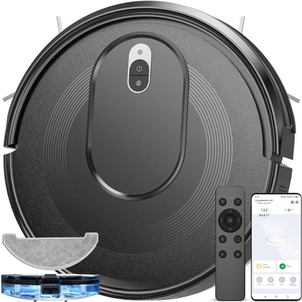 Aurixi® Robotstofzuiger met laadstation - Robotstofzuiger - Robotstofzuiger huisdieren - Zwart - ‎31cm x 31 cmx 8cm