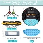 Borstel-filters Vervangende Kit voor Yeedi Vac 2 Pro Vac 2 Vac Vac X Vac Max Vac Station Robotstofzuiger - Inclusief 1 hoofdborstel 6 zijborstels 4 Hepa-filter 4 wasbare dweilpads 4 stofzakken.
