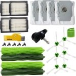 Compleet Vervangende accessoireset voor iRobot Roomba i3, i3+, i7+, i7+, j7+, j7, i1, i3, i4+, i6+, e5, e6, e7 robotstofzuiger 25 verpakkingen 2 sets rolborstels, 4 filters, 6 zijborstels, 4 stofzuigerzakken