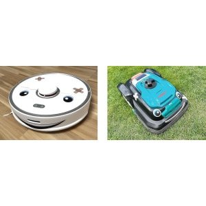 Decoratieve stickerset voor stofrobots, robotmaaiers en dweilrobots met gezicht en ogen